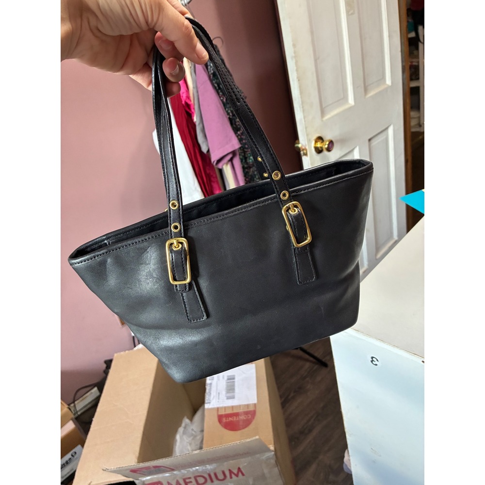 Coach Legacy Black Leather Tote Bag Brass Hardware L20-9545 Vintage - Picture 3 of 8